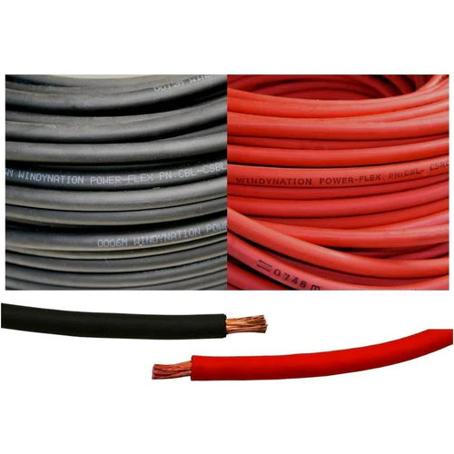 Fil étamé pour batterie, rouge ou noir, 1/0 AWG-PIED (Ancor